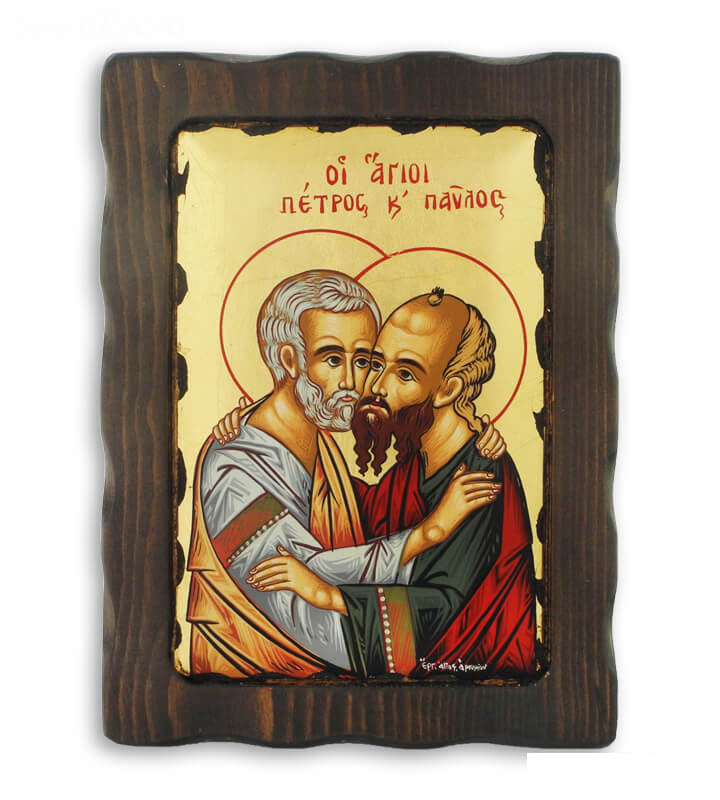 Άγιοι Πέτρος και Παύλος Ξύλινη Εικόνα 23x17cm